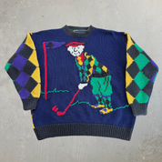 J- Vintage Mezzo Golfer Graphic Knit Sweater - XL