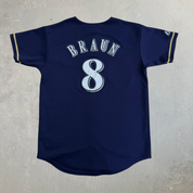 Vintage Youth Milwaukee Brewers Ryan Braun MLB Majestic Made In USA Baseball Jersey - Youth L