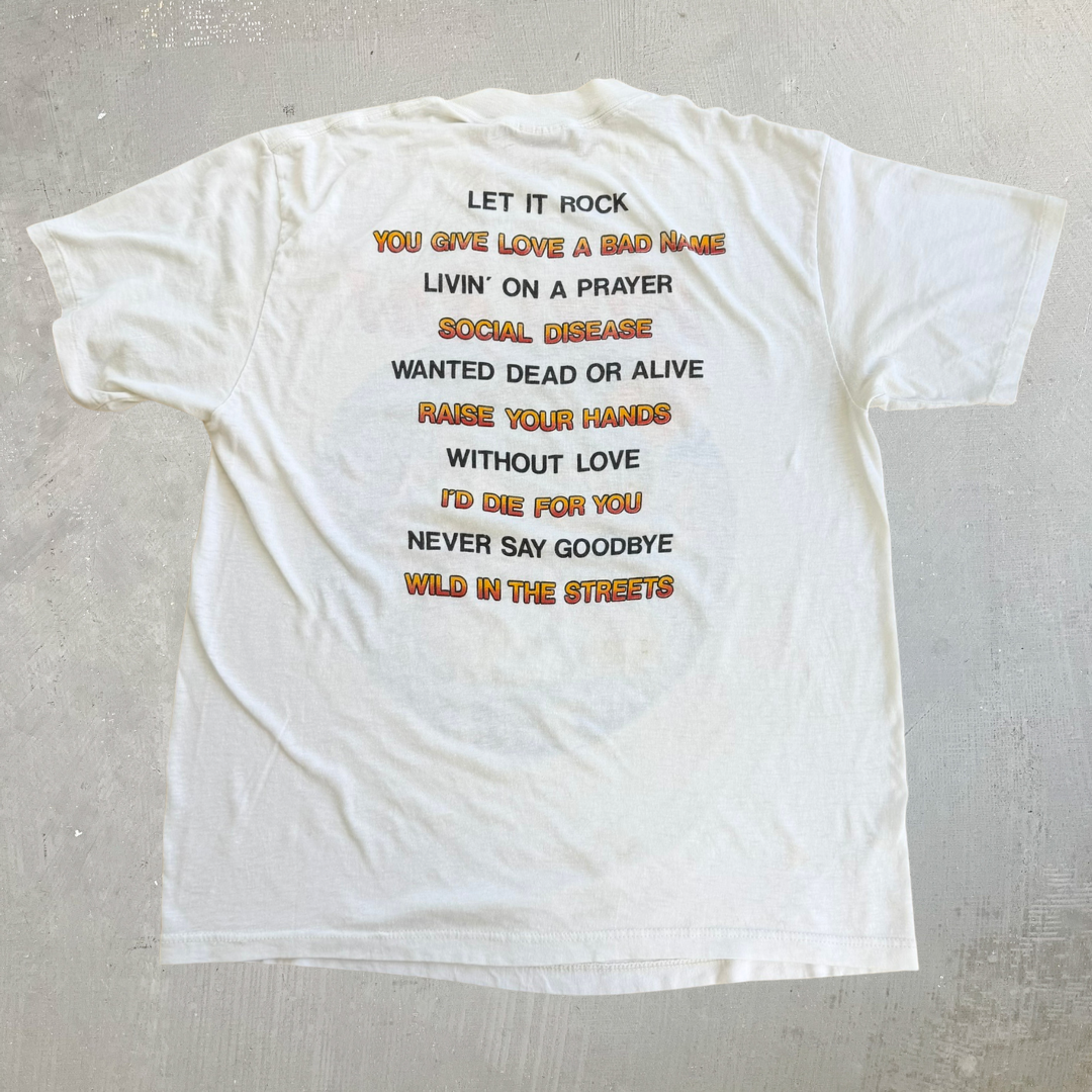 J- Vintage '87 Bon Jovi Slippery When Wet Tour Graphic Made In USA Single Stitch Tee - XL (fits L)