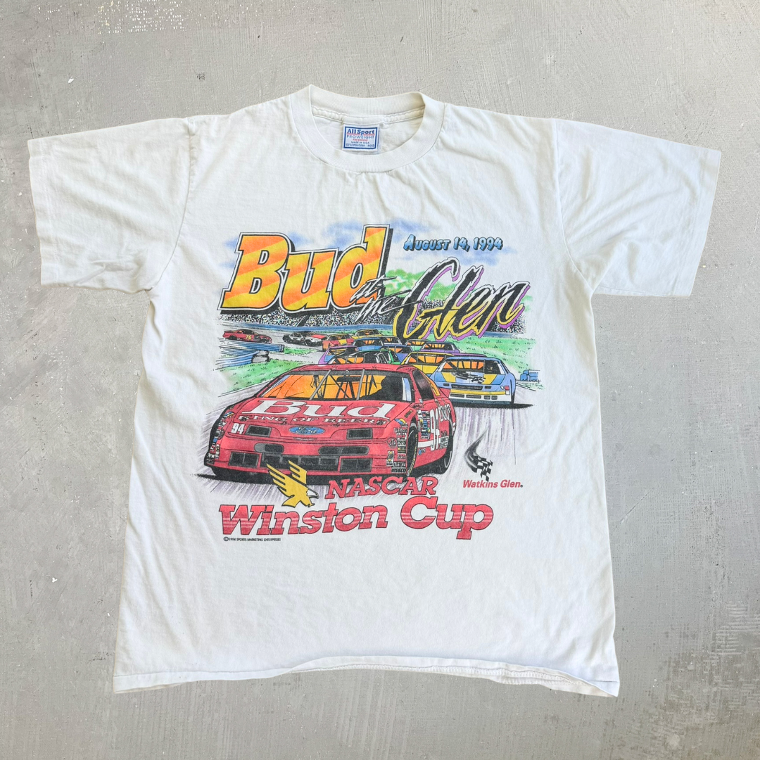 J- Vintage '94 Nascar Winston Cup Bud At The Glen Graphic Made In USA Single Stitch Tee - M