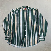 J- Vintage 90s Tommy Hilfiger Embroidered Crest Striped Button Down Shirt - M