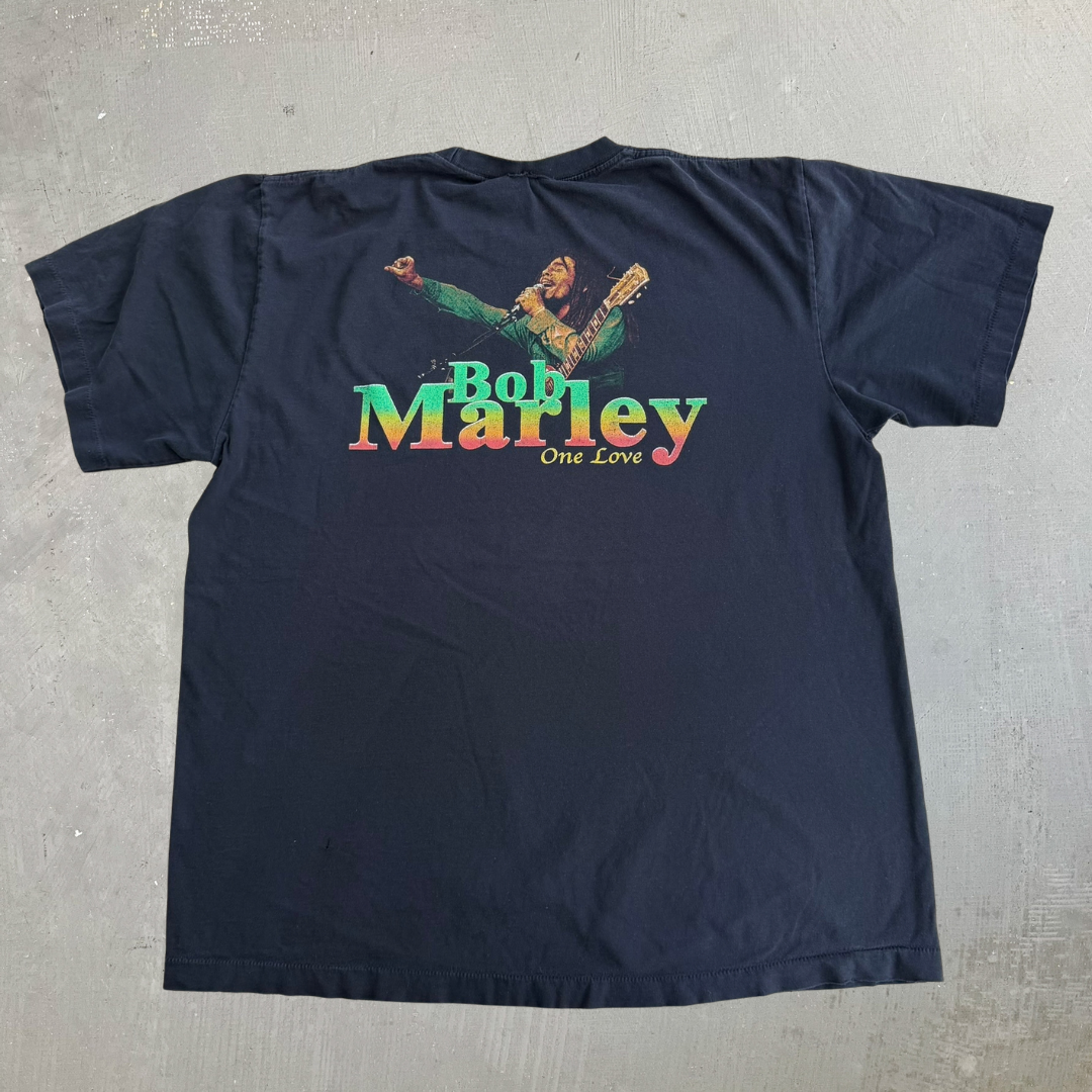Vintage Bob Marley One Love Picture Graphic Single Stitch Tee - XL