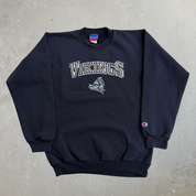 J- Vintage Champion Embroidered Vikings Text & Logo Crewneck - S