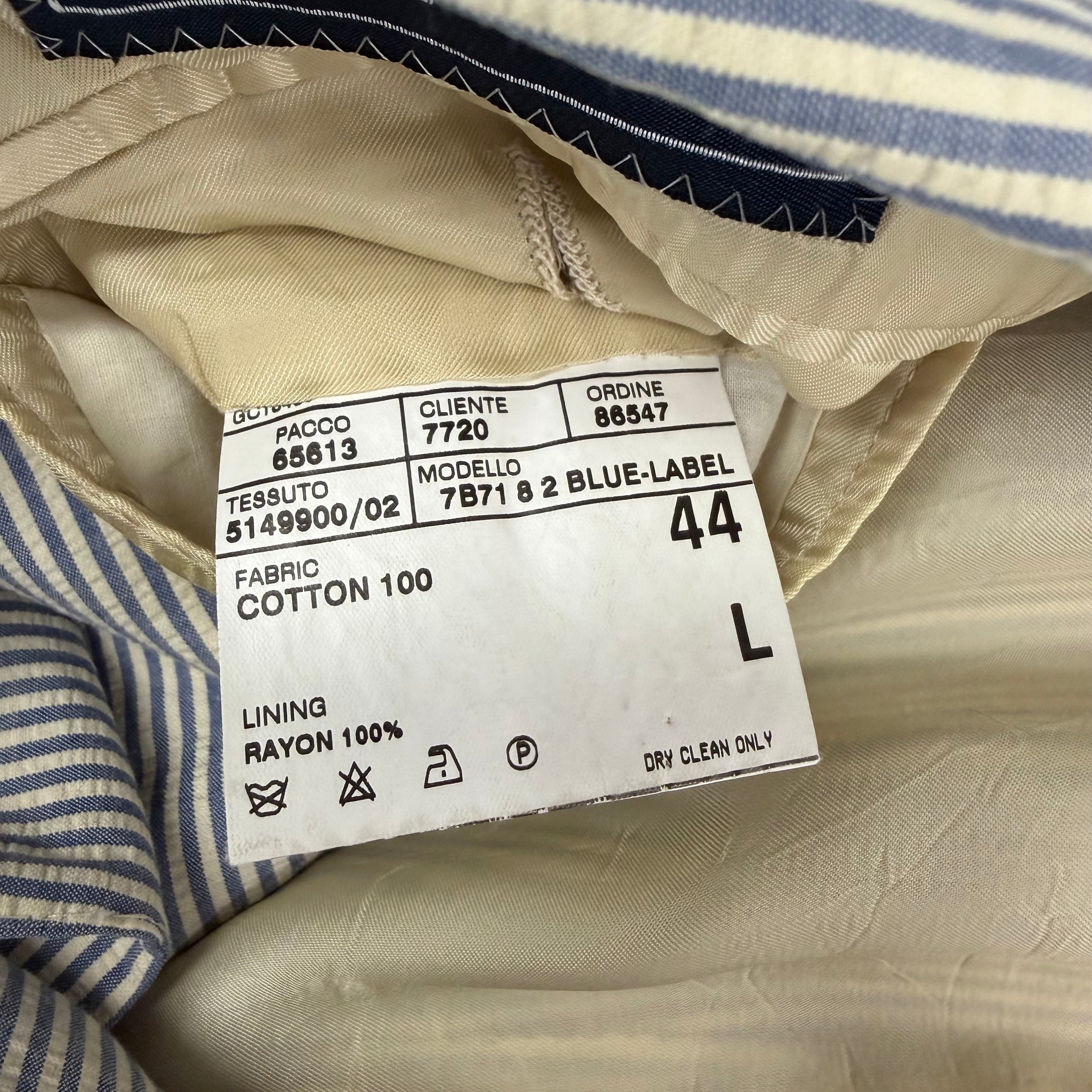 Vintage 90s Polo RL Made In Italy Blue Label 3-Button Seersucker Blazer - 44 L (fits XL)