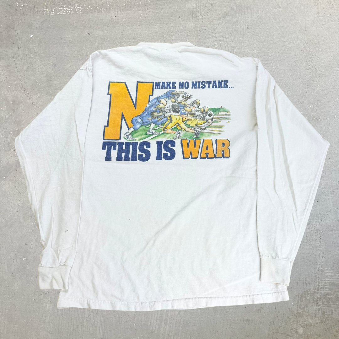 J- Vintage '98 East Army Navy Football College Made In USA Long Sleeve Tee - L