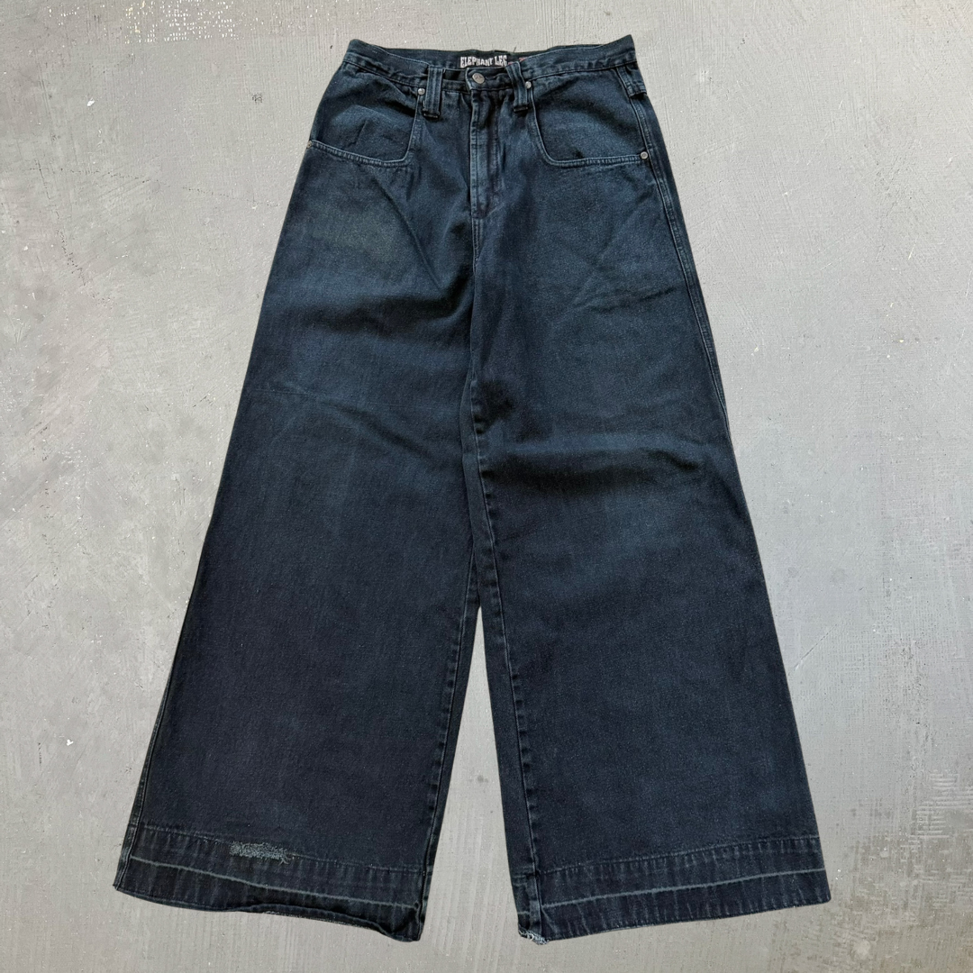 Vintage Elephant Legs Results Black Wide Leg Jeans - 30x31