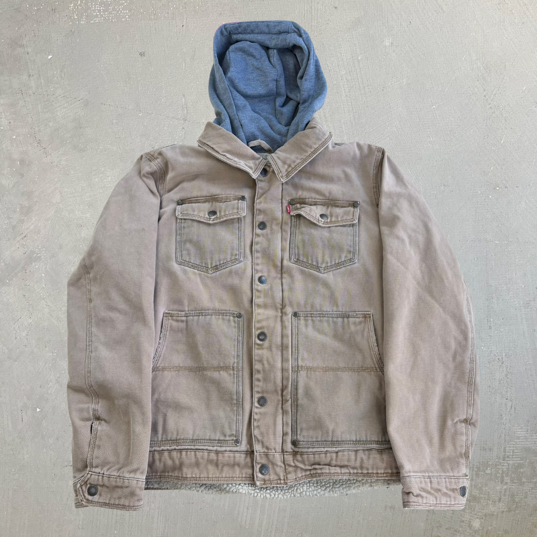 Levi's Sherpa Lined Canvas Hooded Jacket - M