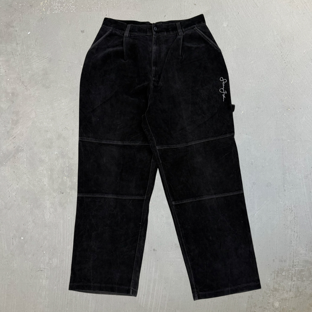Vintage Sean John Velour Black Carpenter Pants - 2XL (Measures 36x30)