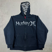 J- Hurley Text Logo Zip Up Hoodie - XL