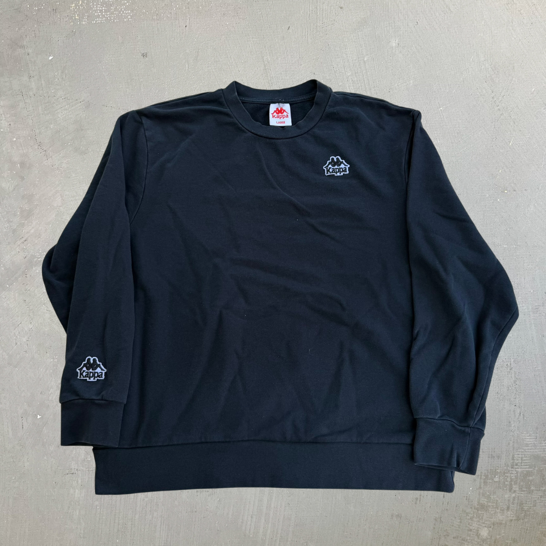 J- Vintage Kappa Embroidered Logo & Text Crewneck - L