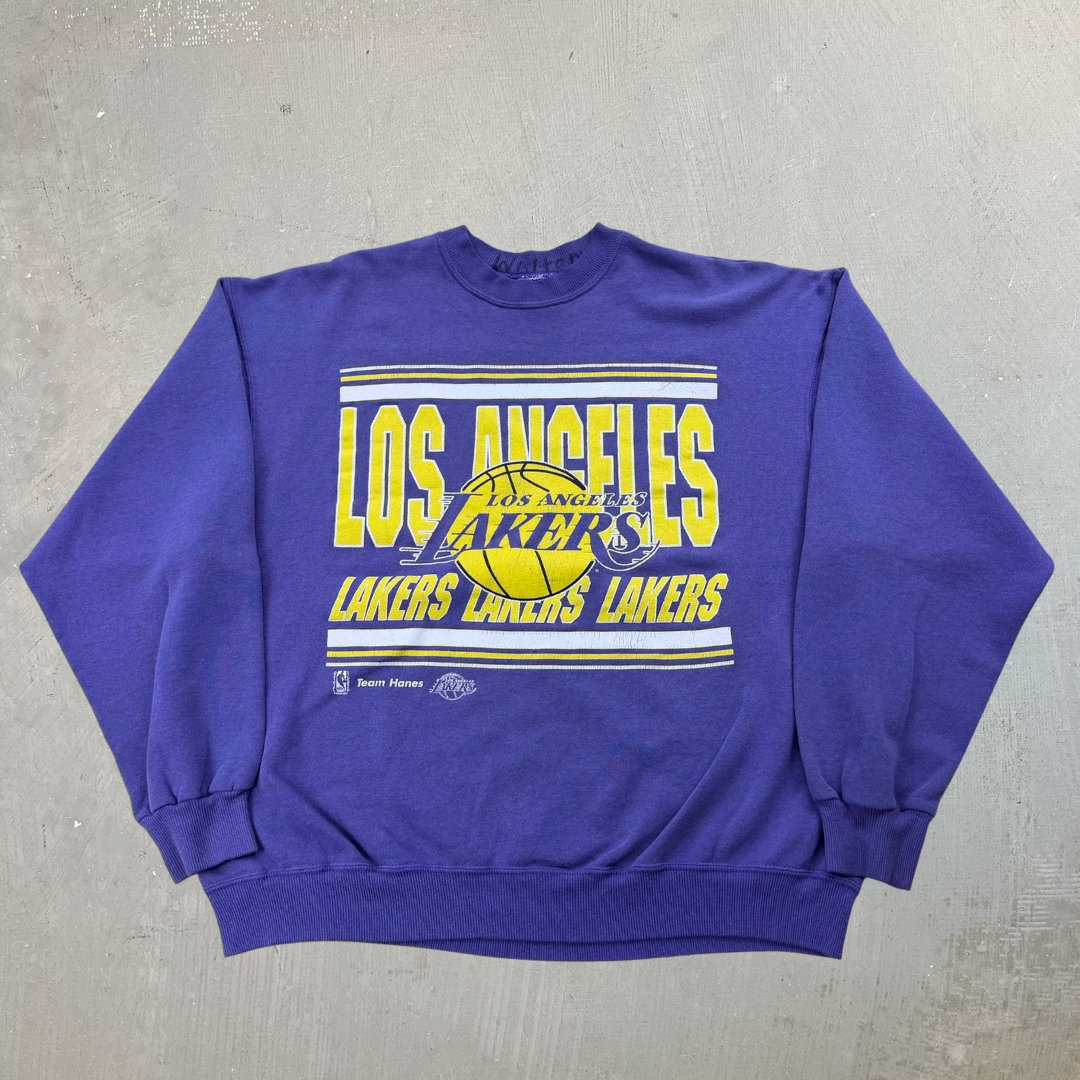 J- Vintage Los Angeles Lakers NBA Text & Graphic Crewneck - XL