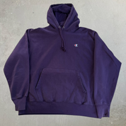 J- Vintage Champion Reverse Weave Deep Purple Embroidered Logo Hoodie - XL