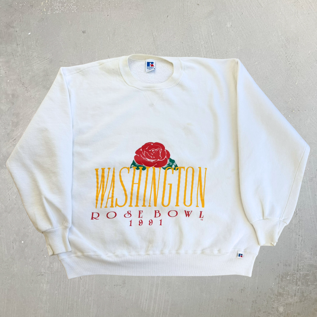 J- Vintage '91 Washington Rose Bowl Graphic Russell Athletic Made In USA Crewneck - 2XL