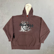 J- Vintage Hard Rock Cafe Niagara Falls Embroidered Text Zip Up Hoodie - 2XL