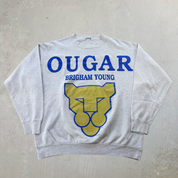 J- Vintage Brigham Young University Cougars Text & Logo Crewneck - L