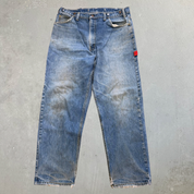 J- Vintage 80s GWG Made In Canada Union Made Red Strap Workwear Carpenter Jeans - 38x30