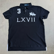 J- Vintage Polo RL LXVII Embroidered Text & Logo Short Sleeve Polo Shirt - L