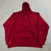 J- Vintage Nike Embroidered Center Swoosh Red Hoodie - XL