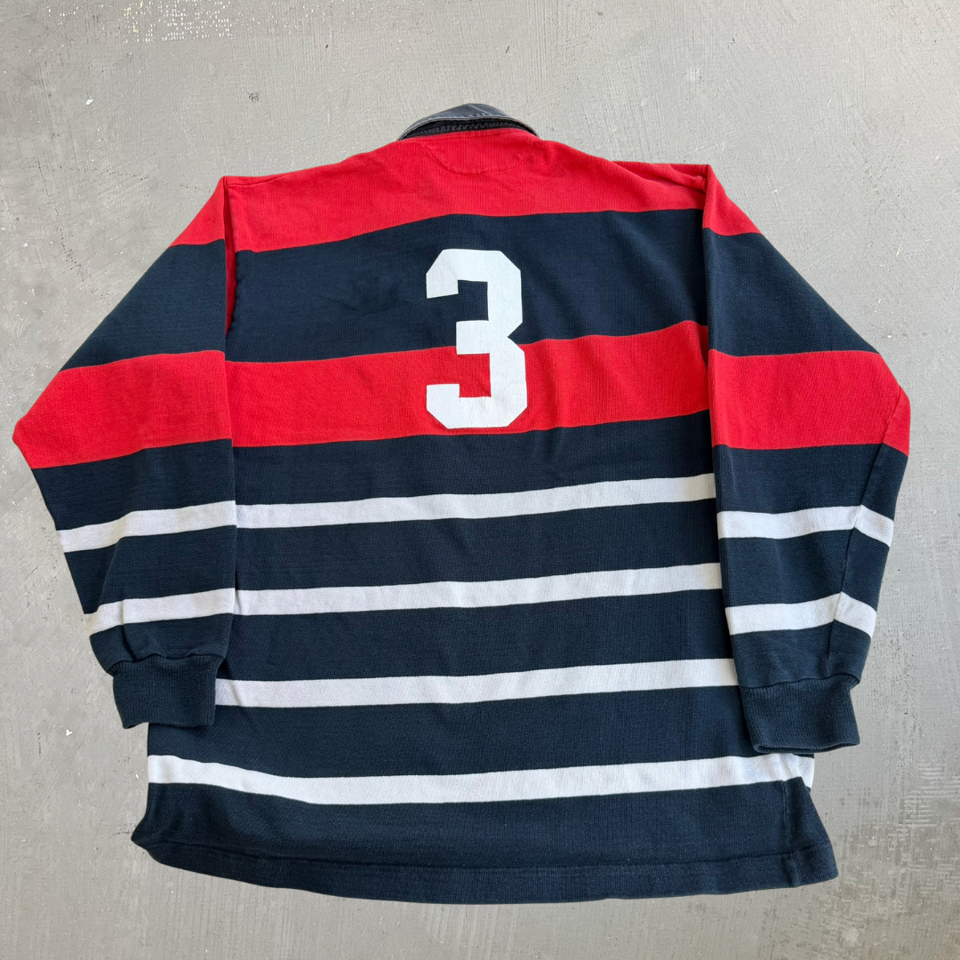 J- Vintage '96 Barbarian Rugbywear Wales England Tour Magee Rugby Embroidered Logo Long Sleeve Rugby Shirt - 2XL