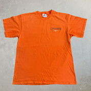J- Vintage Nike Embroidered Text & Swoosh Made In USA Tee - M
