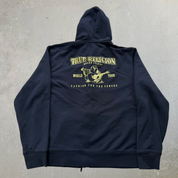 J- Vintage True Religion Gold Buddha Logo Black Zip Up Hoodie - 3XL