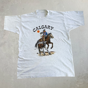 Vintage 90s Calgary Alberta Cowboy & Horse Graphic Single Stitch Tee - L