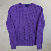 Vintage Women's 90s Ralph Lauren Embroidered Logo Cable Knit Sweater - Women's M