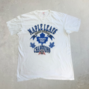 J- Vintage '93 Toronto Maple Leafs North Division Champions NHL Made In USA Single Stitch Tee - XL