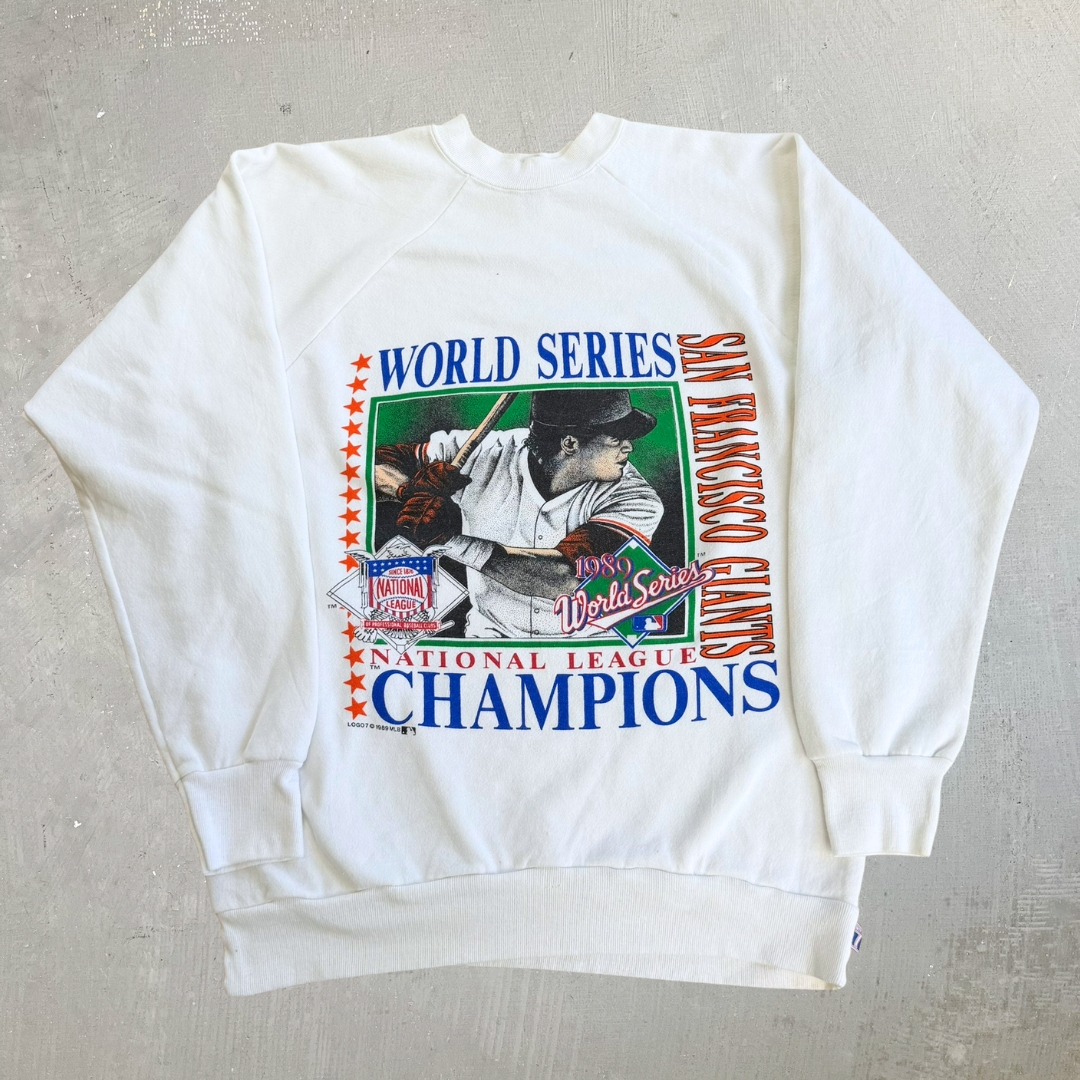 J- Vintage '89 San Francisco Giants MLB World Series Champions Graphic Logo 7 Made In USA Crewneck - XL (fits L)
