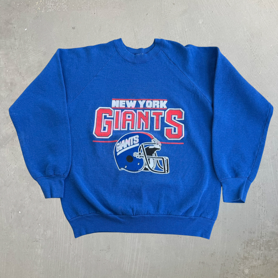 J- Vintage New York Giant NFL Logo & Text Graphic Crewneck - L