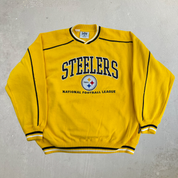 Vintage Pittsburgh Steelers NFL Lee Embroidered Text & Logo Yellow Crewneck - L