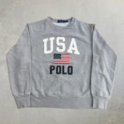 Vintage Youth Polo RL USA American Flag & Text Graphic Crewneck - Youth M