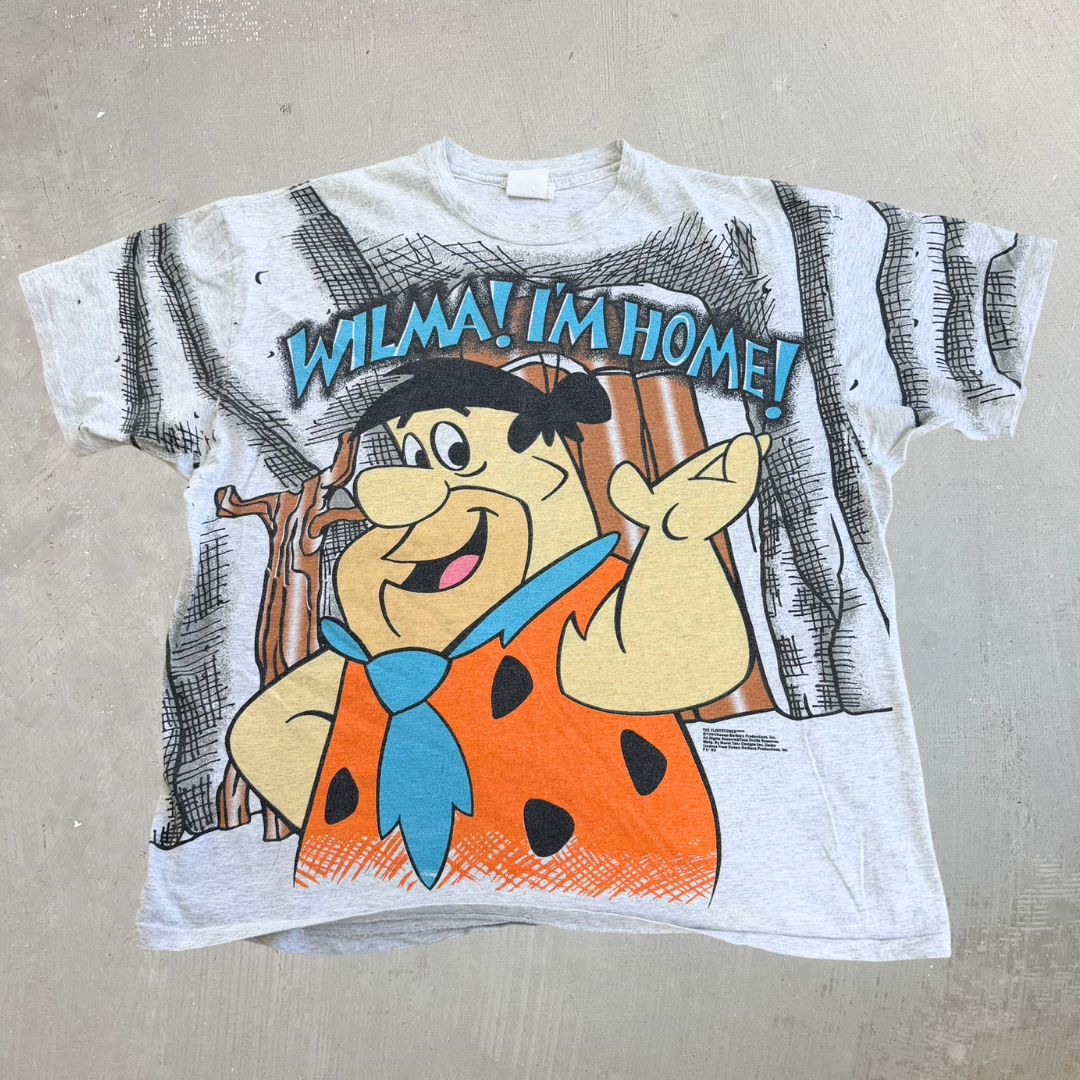 J- Vintage '94 The Flintstones Honey Im Home Jumbo Print Single Stitch Tee - OSFA (fits XL