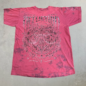 J- Vintage Affliction Embroidered Text & Graphic Maroon Acid Wash Tee - L