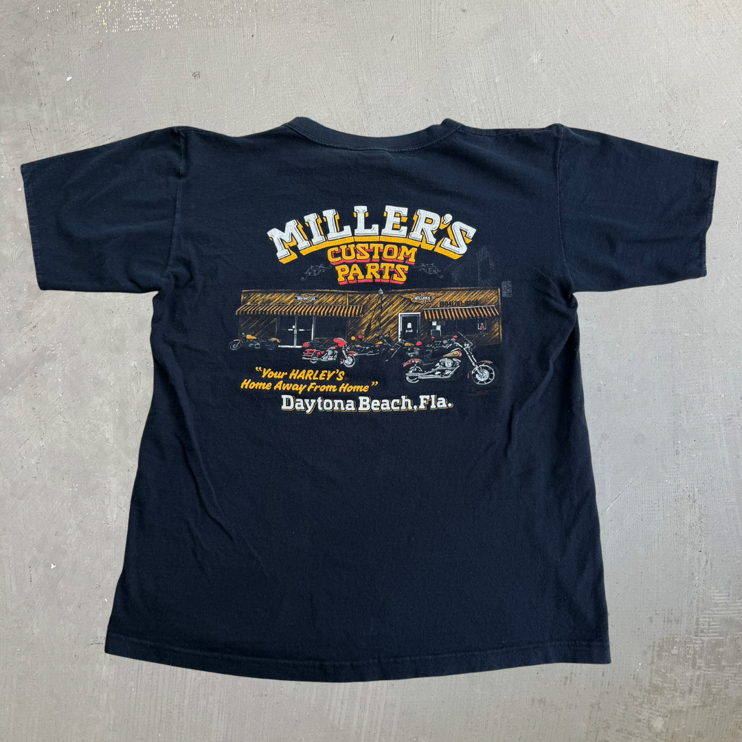 J- Vintage '93 Harley Davidson Daytona Beach Florida Survivor Made In USA Double Collar Tee - L