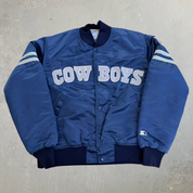 J- Vintage 90s Dallas Cowboys NFL Starter Embroidered Logo & Text Bomber Jacket - M