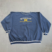 J- Vintage University Of Michigan  Ann Arbor Embroidered Logo Crewneck - 2XL