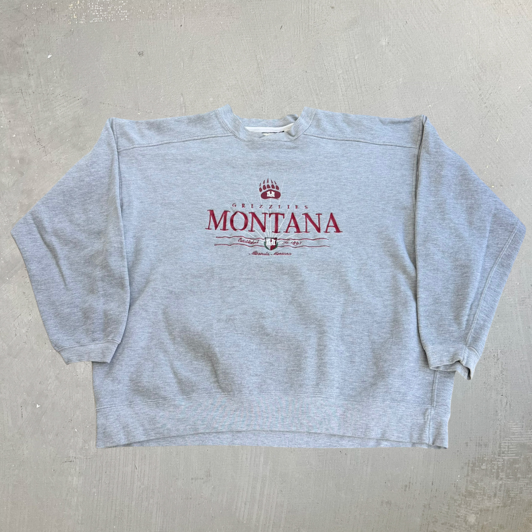 J- Vintage University Of Montana Grizzlies Starter Embroidered Logo Crewneck - XL