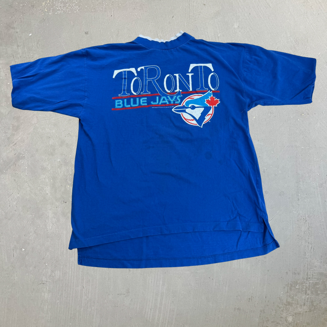 J- Vintage '94 Toronto Blue Jays MLB Text & Logo Softwear Athletics Tee - L
