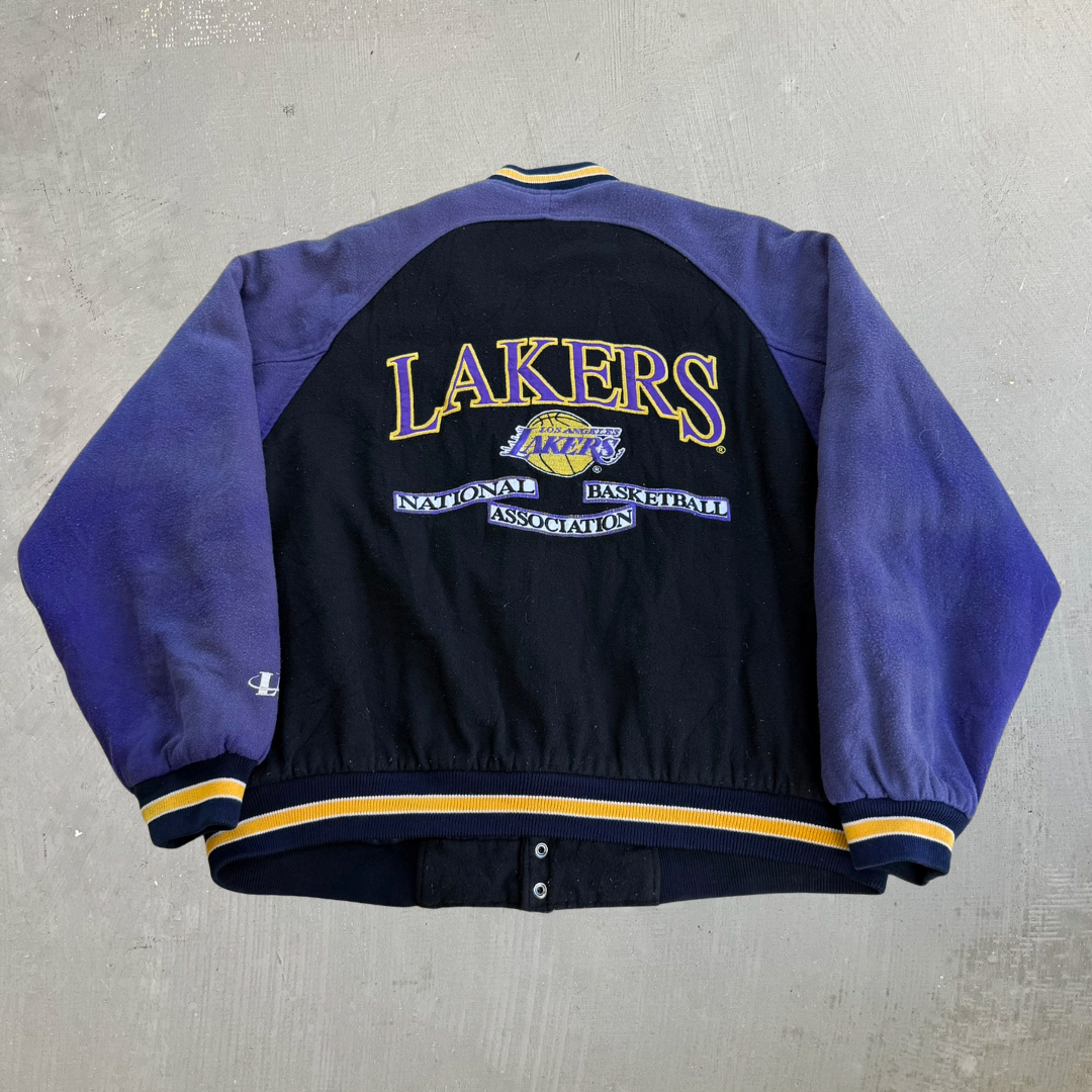 J- Vintage Los Angeles Lakers NBA Logo Athletic Embroidered Logo Varsity Jacket - XL