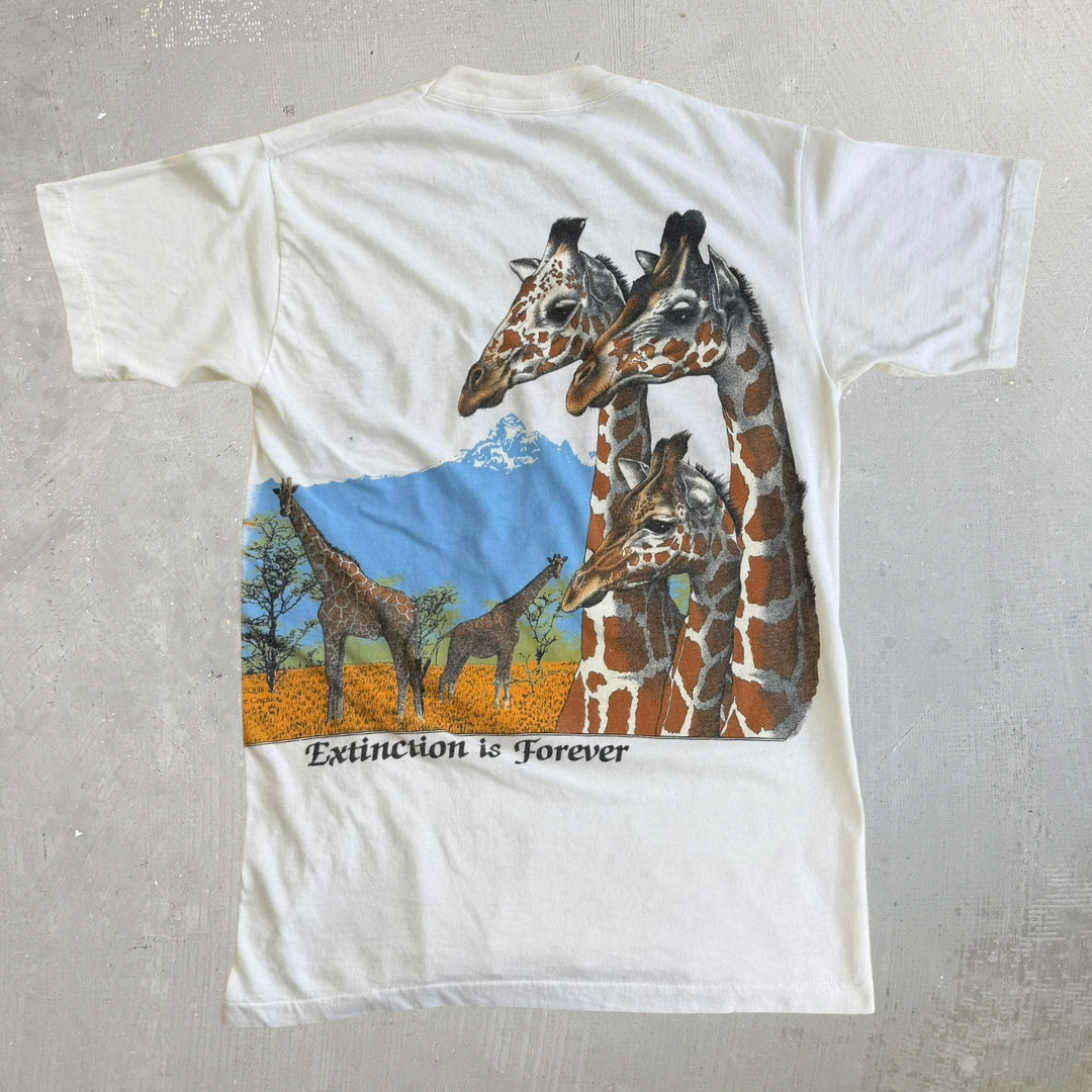 Vintage Giraffes Extinction Is Forever Graphic Made In Canada Single Stitch Tee - M