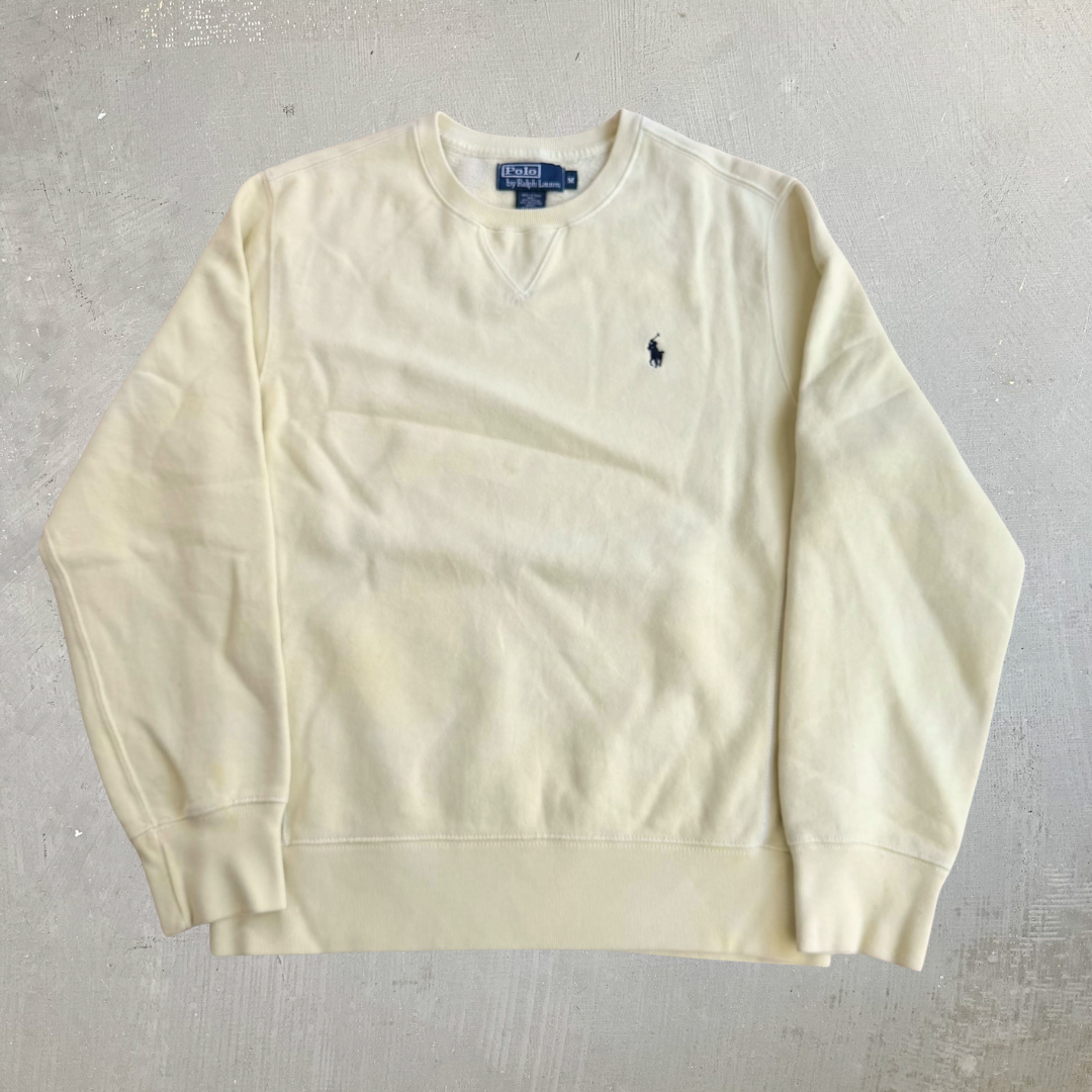 J- Vintage 90s Polo RL Embroidered Logo Yellow Crewneck - M