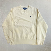 J- Vintage 90s Polo RL Embroidered Logo Yellow Crewneck - M