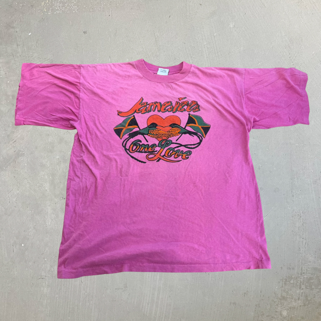 J- Vintage Jamaica One Love Graphic Single Stitch Tee - 50 (fits XL)