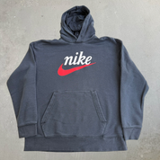J- Vintage Nike Text & Swoosh Hoodie - L