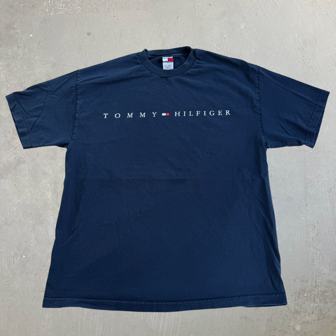 J- Vintage Tommy Hilfiger Text Graphic Tee - XL
