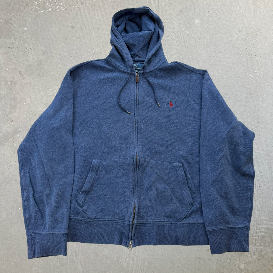 J- Vintage Polo RL Embroidered Logo Zip Up Hoodie - XL