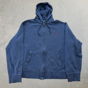 J- Vintage Polo RL Embroidered Logo Zip Up Hoodie - XL
