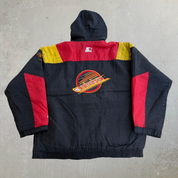 J- Vintage 90s Vancouver Canucks NHL Starter Embroidered Logo Pullover Anorak Winter Jacket - XL