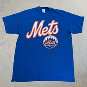 J- Vintage New York Mets MLB Logo 7 Graphic Made In USA Single Stitch Tee - XL